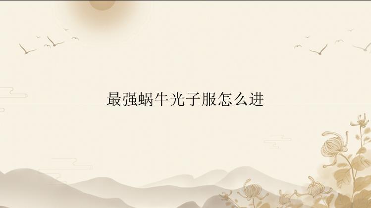最强蜗牛光子服怎么进