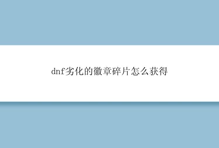 dnf劣化的徽章碎片怎么获得