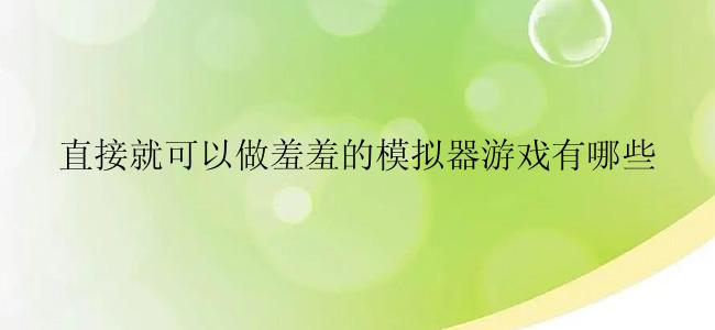 直接就可以做羞羞的模拟器游戏有哪些