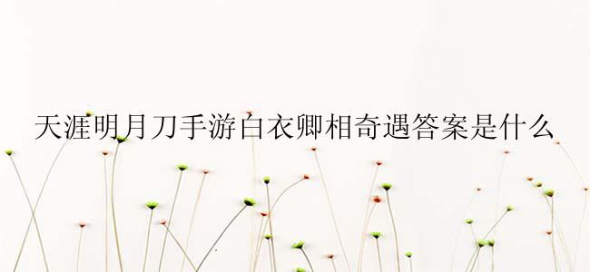 天涯明月刀手游白衣卿相奇遇答案是什么