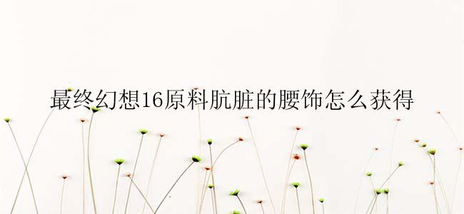 最终幻想16原料肮脏的腰饰怎么获得