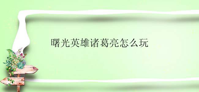 曙光英雄诸葛亮怎么玩