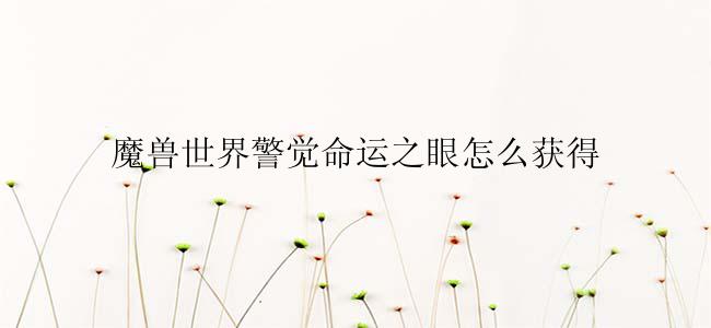 魔兽世界警觉命运之眼怎么获得