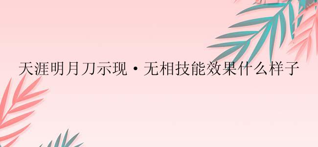 天涯明月刀示现·无相技能效果什么样子
