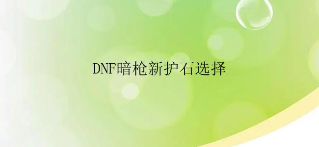 DNF暗枪新护石选择