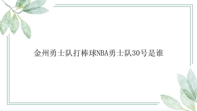 金州勇士队打棒球NBA勇士队30号是谁